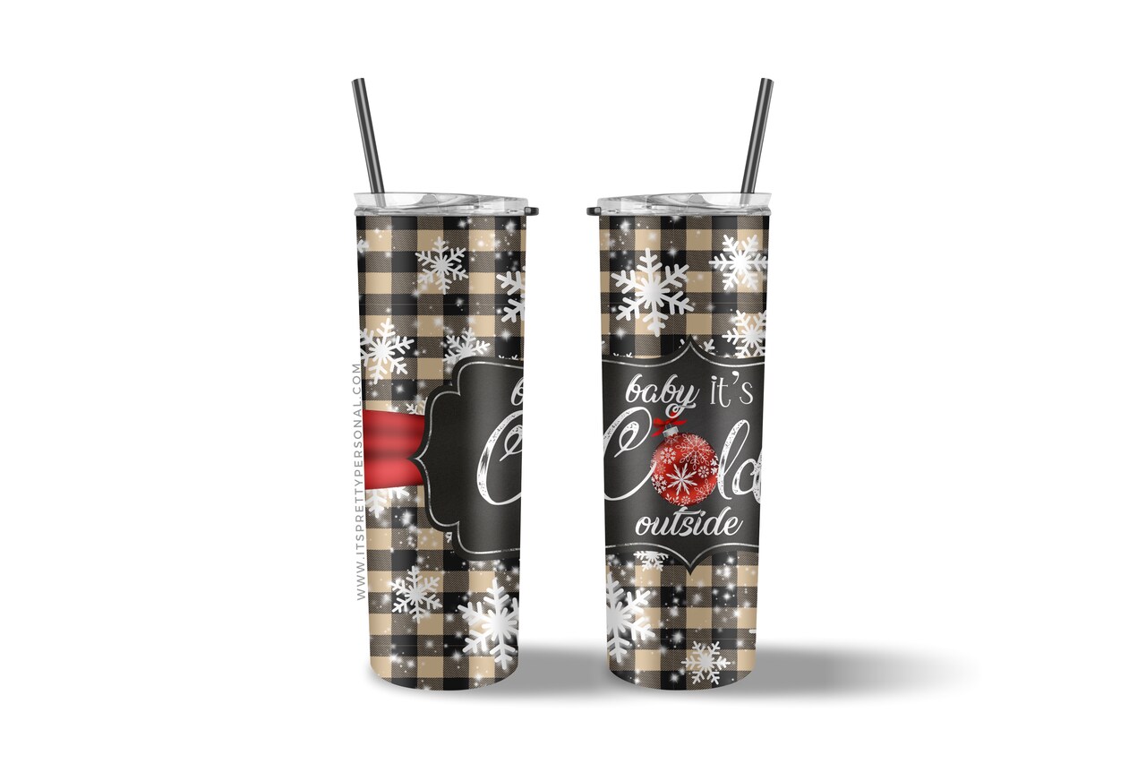 #592 CLEAR Classic Christmas- 20oz Skinny Straight- 9.4" x 8" Pattern Vinyl Wrap